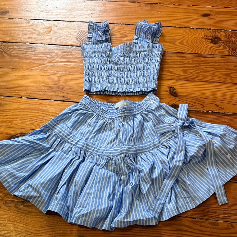 Hill House Blue and White Striped Skirt Set